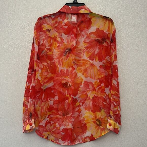 Garver Studio Sheer Floral Blouse Size Medium - Picture 3 of 5